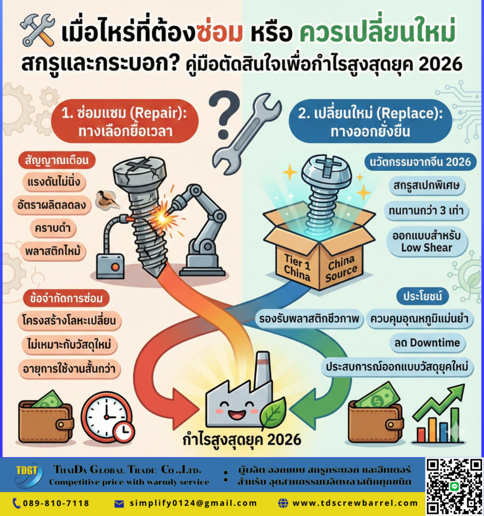 เมื่อไหร่ที่ต้องซ่อม หรือ ควรเปลี่ยนใหม่ สกรูและกระบอก?