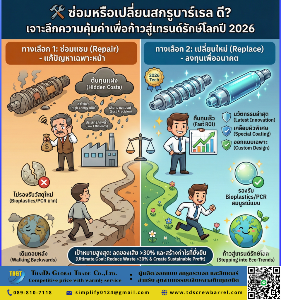 ซ่อมหรือเปลี่ยนสกรูบาร์เรล ดี?