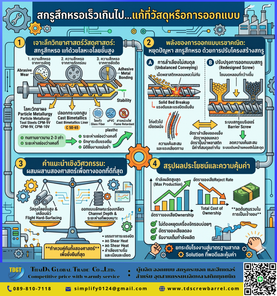 สกรูสึกหรอเร็วเกินไป...แก้ที่วัสดุหรือการออกแบบ?