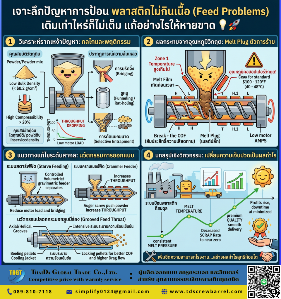 เจาะลึกปัญหาการป้อน พลาสติกไม่กินเนื้อ (Feed Problems)