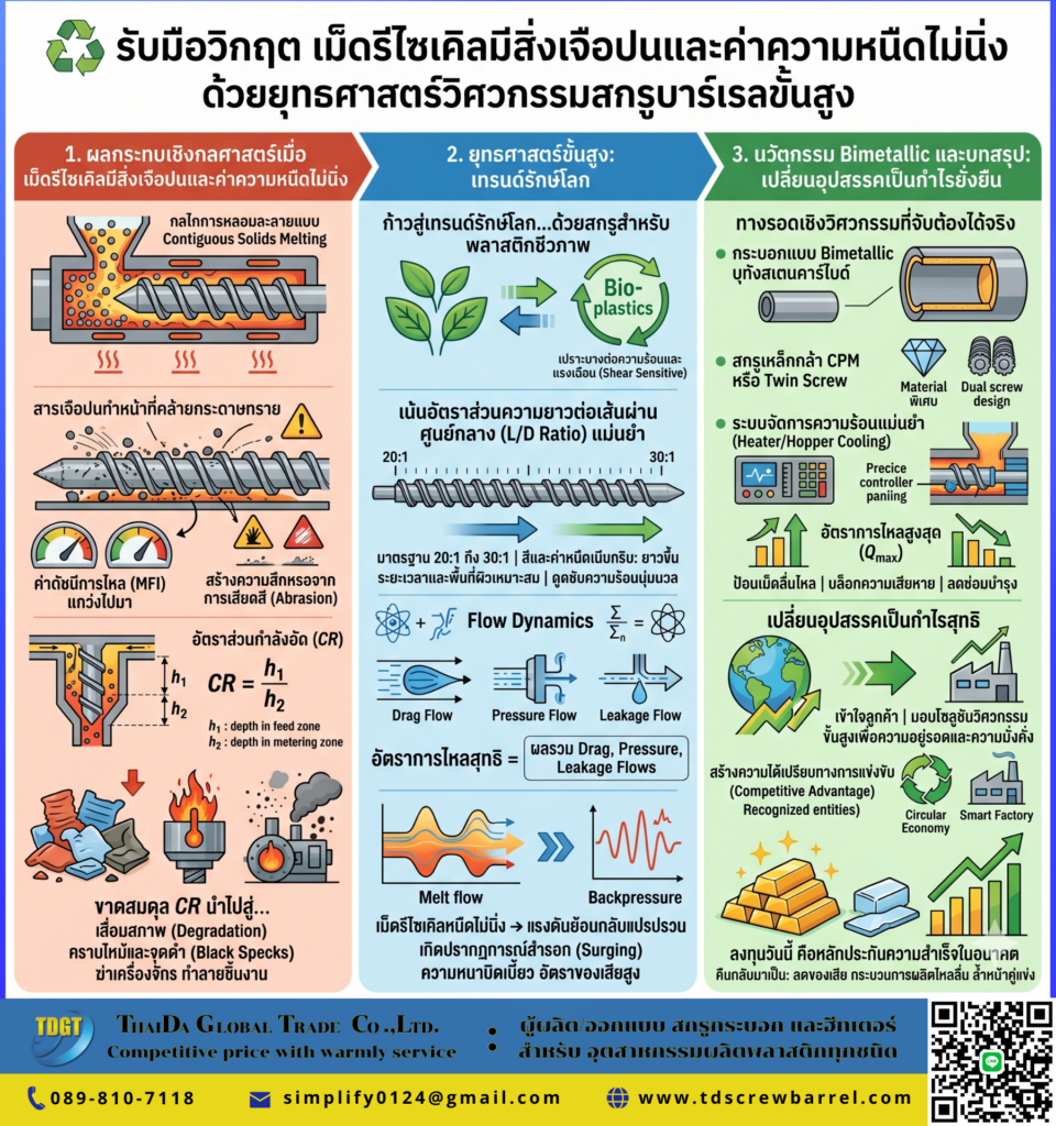 เม็ดรีไซเคิลมีสิ่งเจือปนและค่าความหนืดไม่นิ่ง
