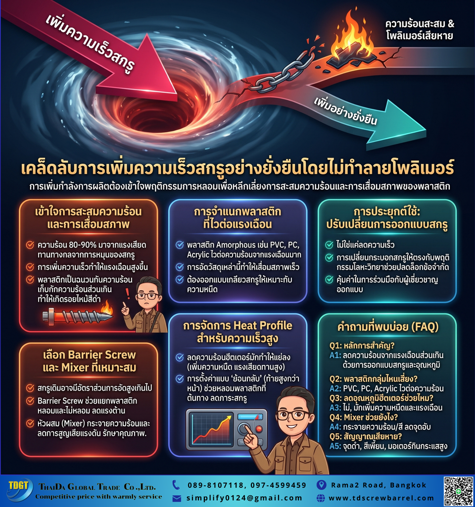 เคล็ดลับการเพิ่มความเร็วสกรู (Screw Speed) โดยไม่ทำลายพอลิเมอร์