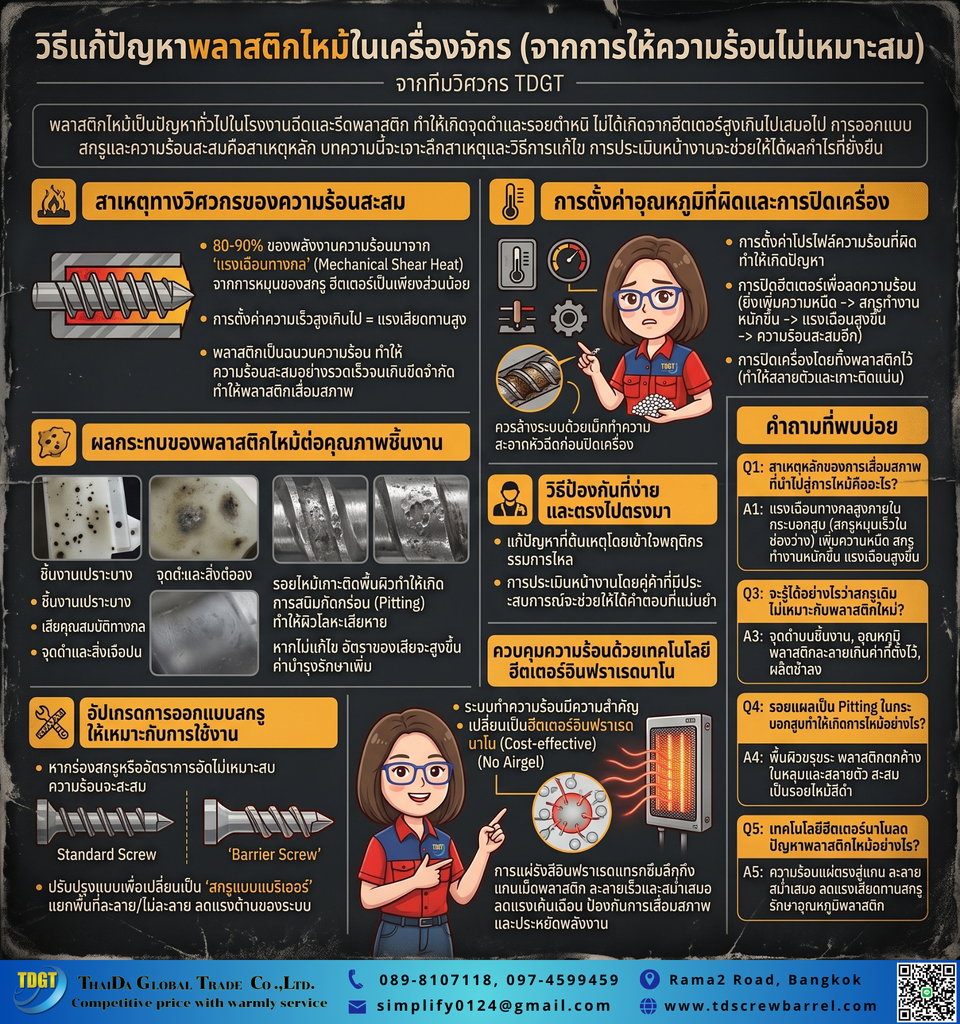 พลาสติกไหม้คาเครื่อง