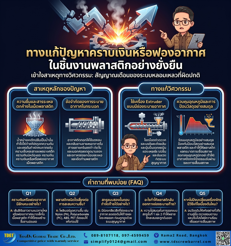 ชิ้นงานเกิด Silver Streak หรือฟองอากาศจากก๊าซ