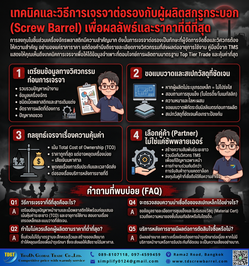 วิธีเจรจากับ Supplier Screw Barrel