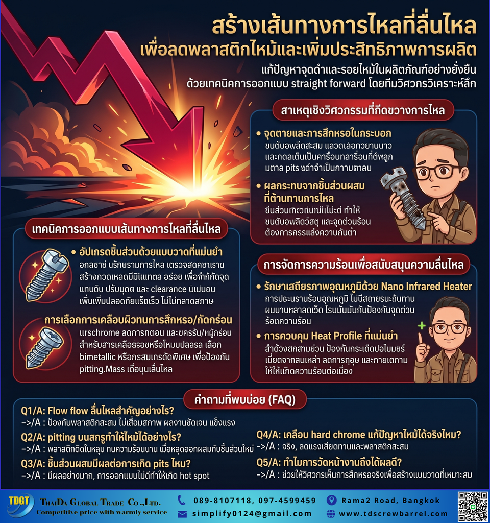 ทางไหลที่ราบรื่น ลดพลาสติกไหม้