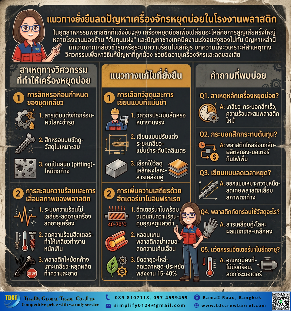 ต้องหยุดเครื่องเพื่อเปลี่ยนอะไหล่บ่อย