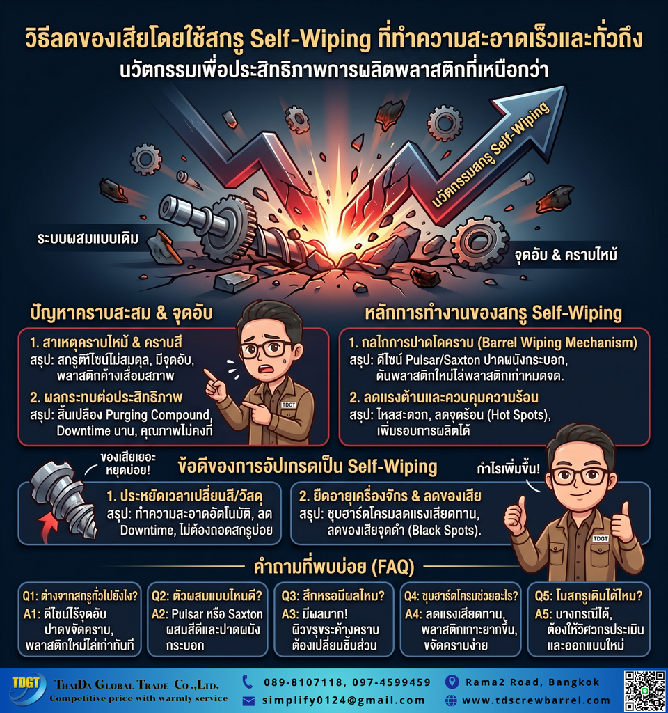 การใช้สกรูแบบ Self-wiping ที่ล้างตัวเองได้รวดเร็วและหมดจด