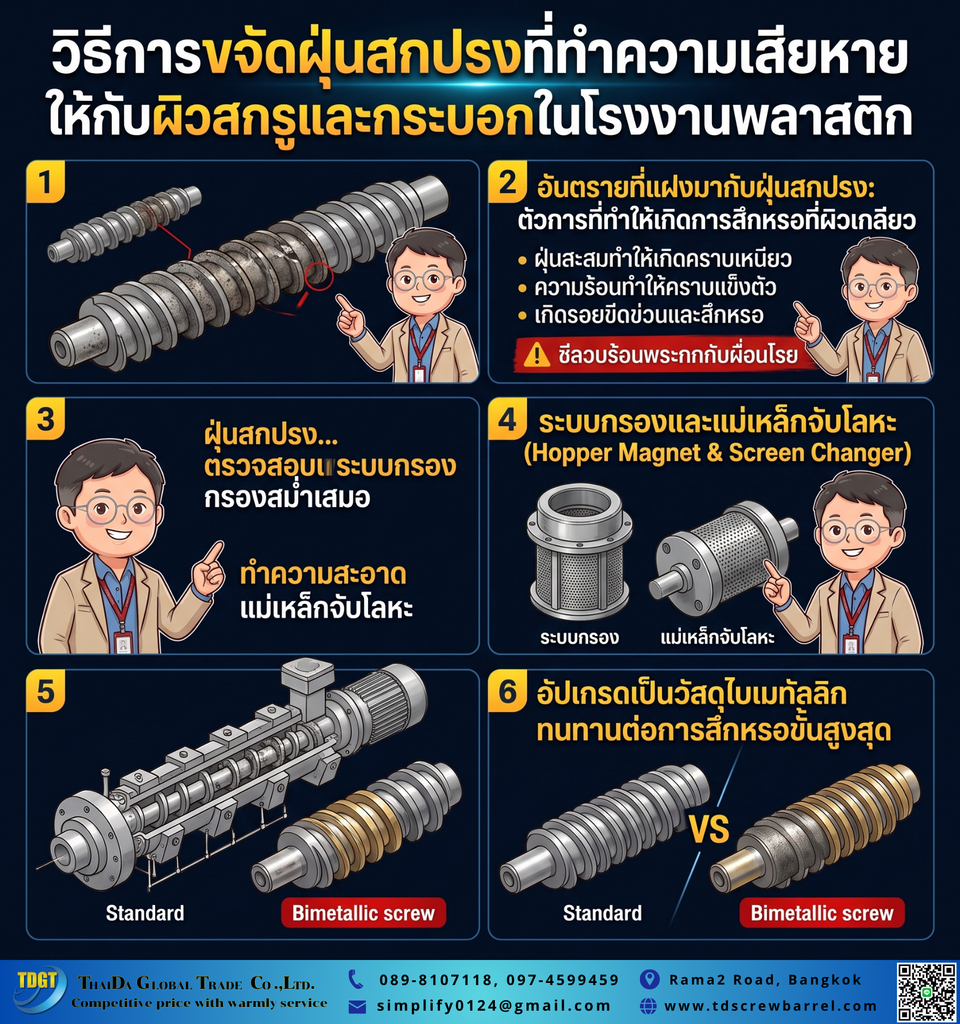 สิ่งสกปรกทำลายผิวสกรูและกระบอก