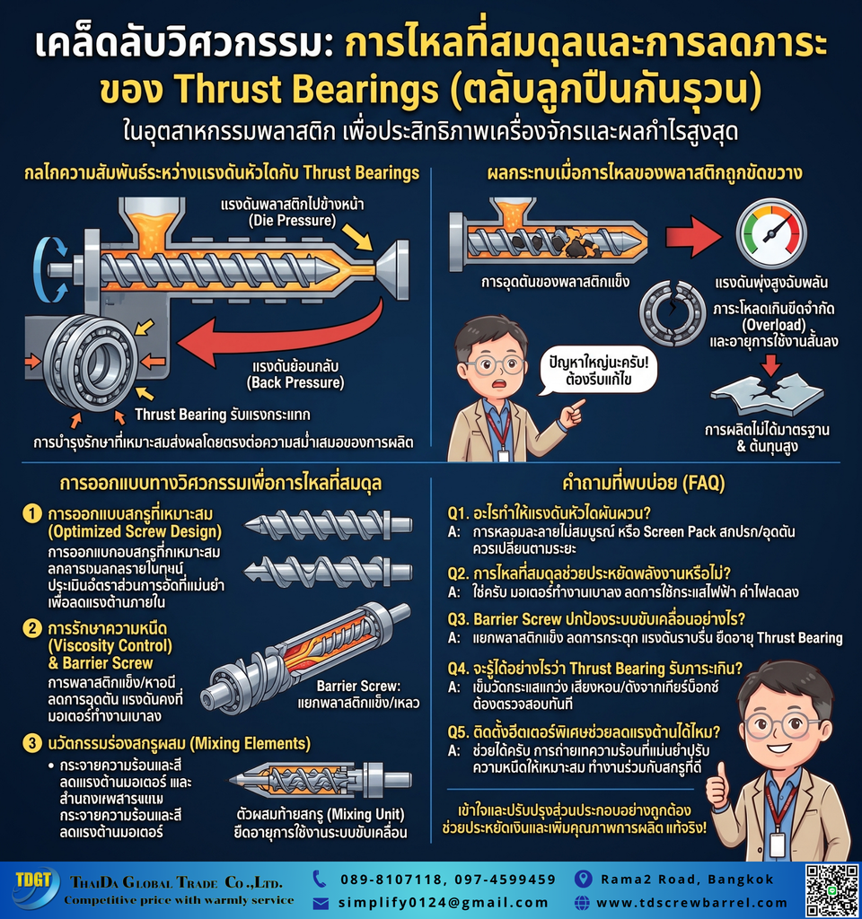 การไหลที่สมดุลและลดภาระของชุด Thrust Bearing